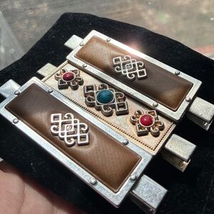 Florasis Nomadic Glam Luxury Hair Clip Faux Turquoise and Coral Stones (1)